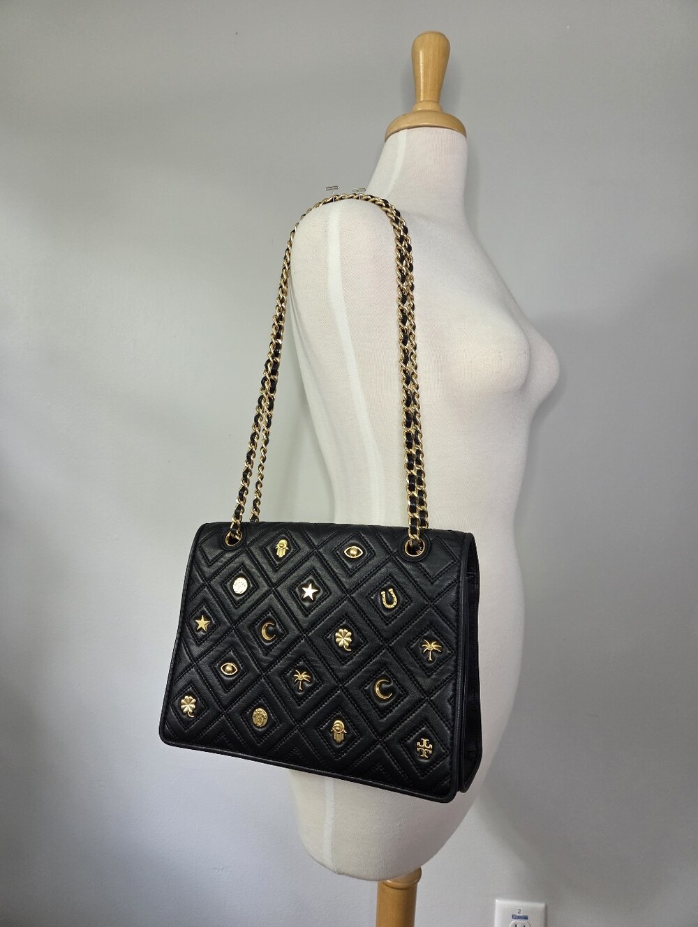 Tory Burch Fleming Farida Charm Bag In Black - Picture 12 of 12
